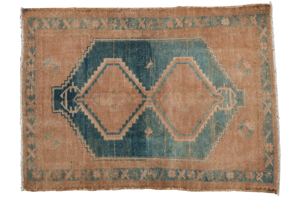 3.5x4.5 Vintage Fine Distressed Hamadan Square Rug // ONH Item 9800