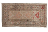 Distressed Oushak runner with floral medallions and geometric border, beige and rose, 2'8