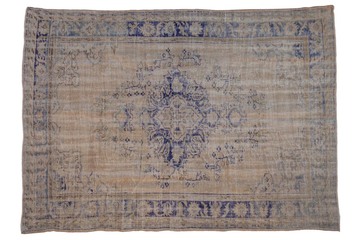 6.5x9.5 Vintage Distressed Oushak Carpet // ONH Item 9909