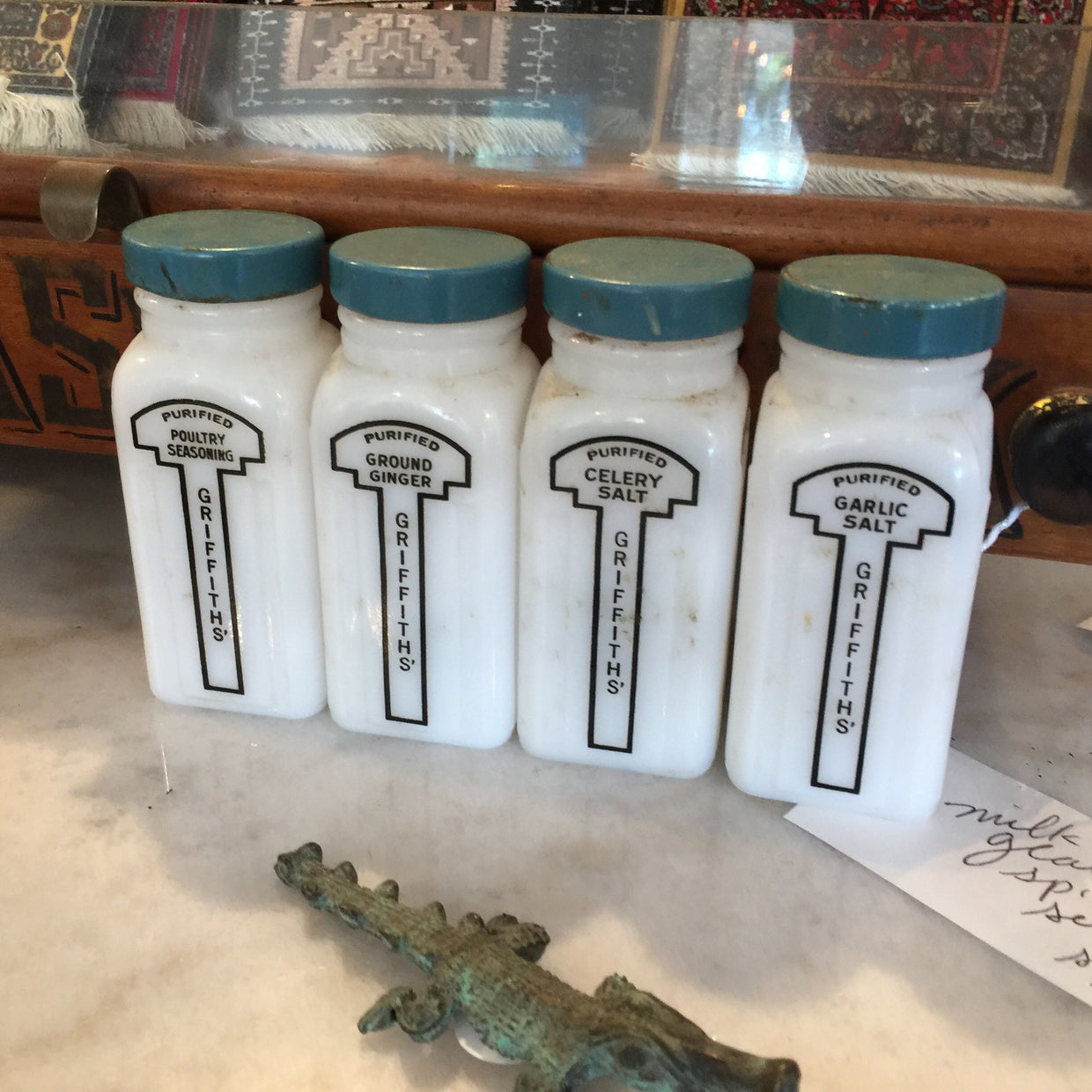 PRELIM Milk glass spice set // ONH Item 