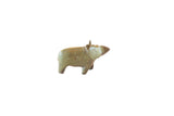 Vintage handmade African bronze hippo casting with aged greenish patina.