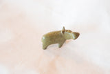Textured mid-century African bronze hippo casting with unique green-brown patina.