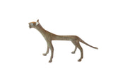 Vintage African handmade bronze cheetah casting with time-softened patina, 5 inches.