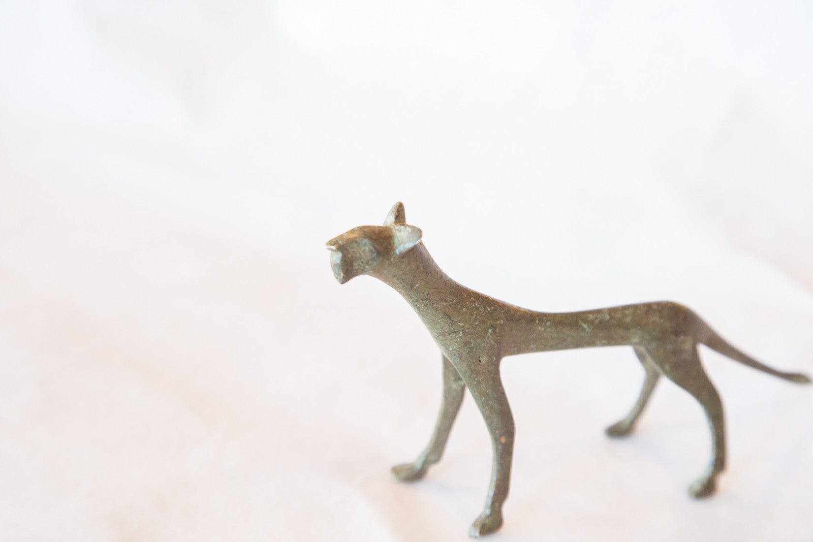 Vintage African Bronze Casting of Cheetah // ONH Item AB00116 Image 1