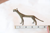 African bronze cheetah casting sculpture with 5-inch measuring tape.