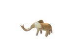 Vintage African bronze elephant casting, handmade with aged golden patina.