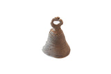 Vintage African bronze bell with a rustic finish and handmade coiled texture.
