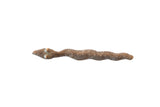 Vintage African bronze snake sculpture with a textured, repeating dot pattern and aged patina.