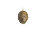 Handmade vintage African large head pendant with natural dark bronze patina.