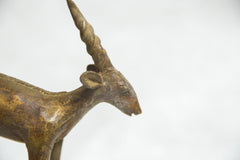 African Bronze Vintage Scuplture Casting Spiral Horned Antelope Imperfect