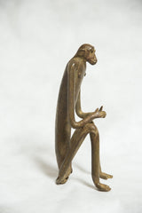 African Bronze Vintage Scuplture Casting Seated Monkey with Hands Touching