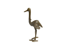 African Bronze Vintage Scuplture Casting Medium Ostrich Standing Wings Open