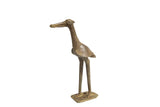 Large fishing bird vintage African bronze sculpture with textured feather details and a warm patina.