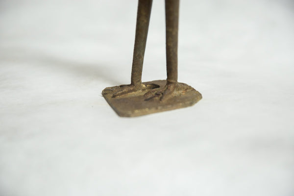 African Bronze Vintage Scuplture Casting Fishing Bird Feather and Fish