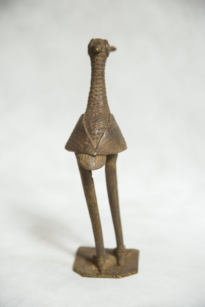 African Bronze Vintage Scuplture Casting Fishing Bird Feather and Fish