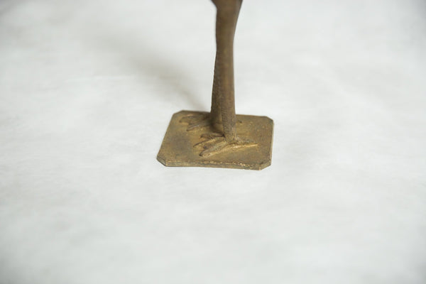 African Bronze Vintage Scuplture Casting Fishing Bird Single Feather no Fish