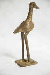 African Bronze Vintage Scuplture Casting Fishing Bird Single Feather no Fish