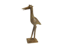 African Bronze Vintage Scuplture Casting Fishing Bird Triple Horn and no Fish