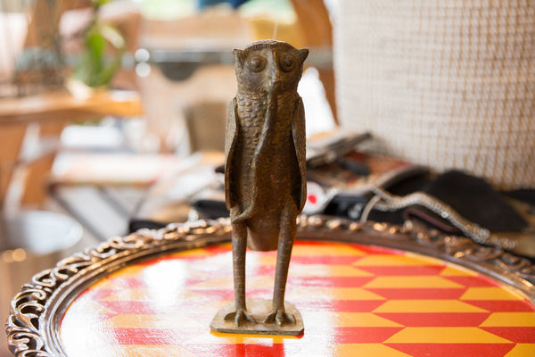 Large Owl with Snake in Mouth Vintage African Bronze Sculpture // ONH Item AB00278 Image 6