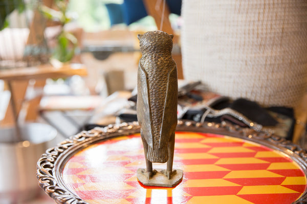 Large Owl with Snake in Mouth Vintage African Bronze Sculpture // ONH Item AB00278 Image 4