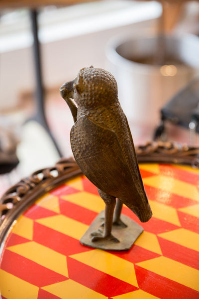 Large Owl with Snake in Mouth Vintage African Bronze Sculpture // ONH Item AB00278 Image 2