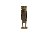 Vintage African bronze owl sculpture, rodent in mouth, rich dark patina, 10in. tall.
