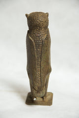 African Bronze Vintage Scuplture Casting Owl with Rodent in Mouth