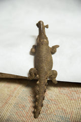 Textured bronze back and tail of the vintage African crocodile sculpture.