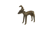 Vintage bronze ram gold weight with large curled horns and a dark, weathered patina.
