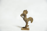 Collectible Ashanti bronze rooster gold weight with dark patina and textured body.