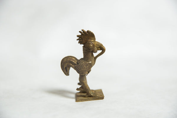 Vintage Dark Rooster Bronze Gold Weight