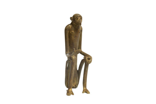 African Bronze Vintage Scuplture Casting Seated Monkey with Hand Out