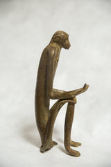 African Bronze Vintage Scuplture Casting Seated Monkey with Hand Out