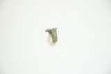 Side view of the vintage bronze ring showing the textured band and green patina.