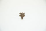 Woven texture and aged patina on the band of the vintage bronze ring.