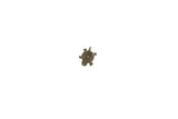 Vintage African bronze turtle pendant with a rustic, textured shell and stylized form.