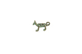 Vintage African Bronze Fox Charm with a stylized form, aged green patina, and curled tail loop.