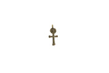 Vintage African Bronze Cross Man Charm with a rustic, aged bronze patina.