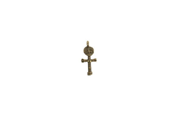 Vintage African Bronze Cross Man Charm