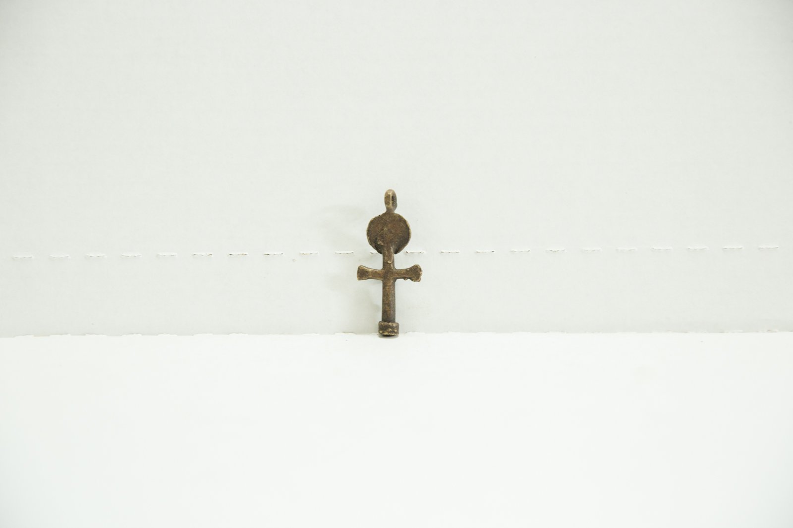 Vintage African Bronze Cross Man Charm