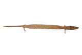 A long, vintage African bronze lizard casting with a heavily oxidized and weathered surface.
