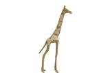 Vintage African bronze giraffe sculpture featuring a stylized form and etched spot pattern.