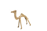 Vintage African bronze camel figurine with aged patina, measuring 4x1x5 inches.