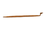 Vintage iron snake sculpture with rustic orange-brown patina, a slender body, and curved head, 1x16 inches.