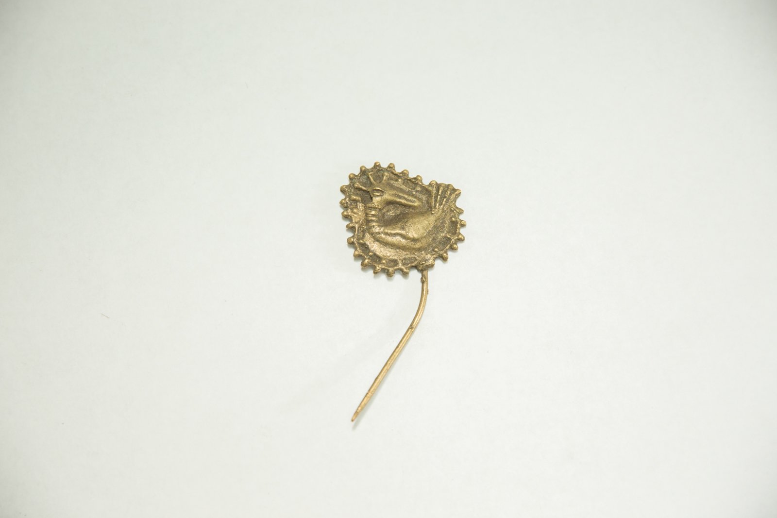 Vintage Bronze Pin with Bird Image 1