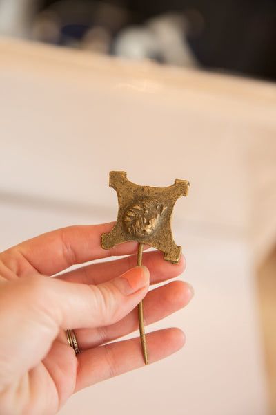 Vintage Bronze Pin with Egg Image 2