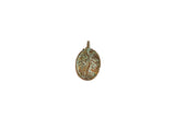 Vintage Tree of Life bronze pendant with green patina, oval shape, .75x1 inch.