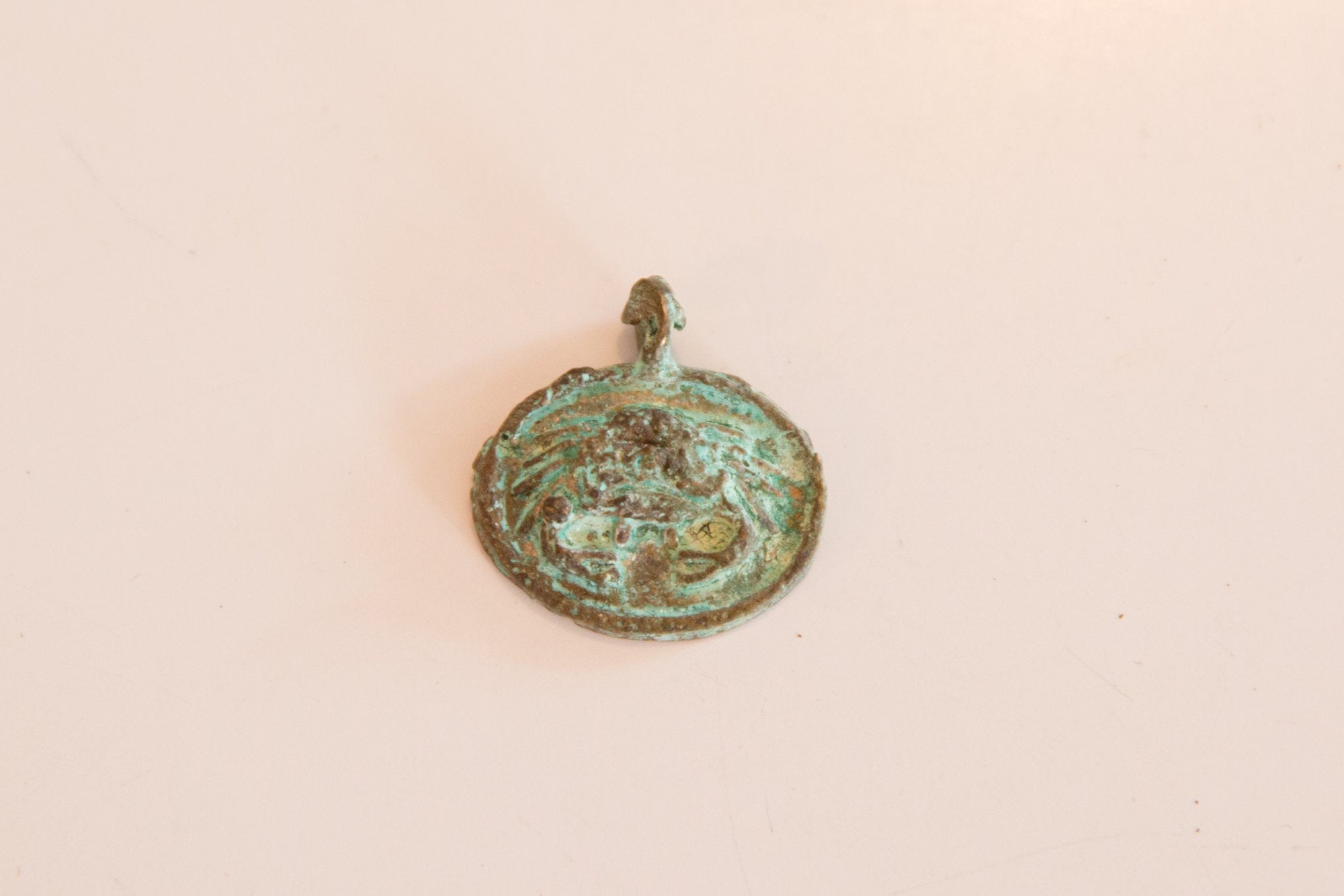 Vintage Bronze African Crab Pendant Image 1