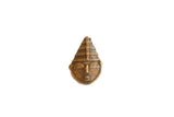 A collectible vintage bronze face sculpture with a stylized headdress and textured patina.