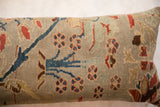 Textured antique Persian Sultanabad pillow with seafoam green, cobalt blue, madder floral vinery.
